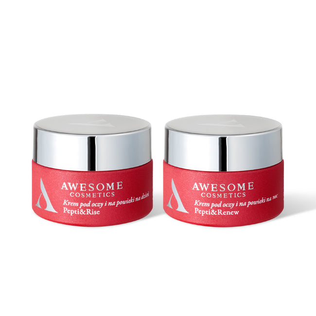 Awesome Cosmetics Zestaw kremów pod oczy i na powieki dzień/noc Pepti&Rise i Pepti&Renew 2x10ml