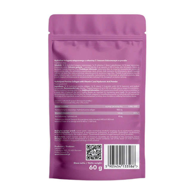 Intenson Kolagen + Witamina C + Kwas Hialuronowy suplement diety 60g