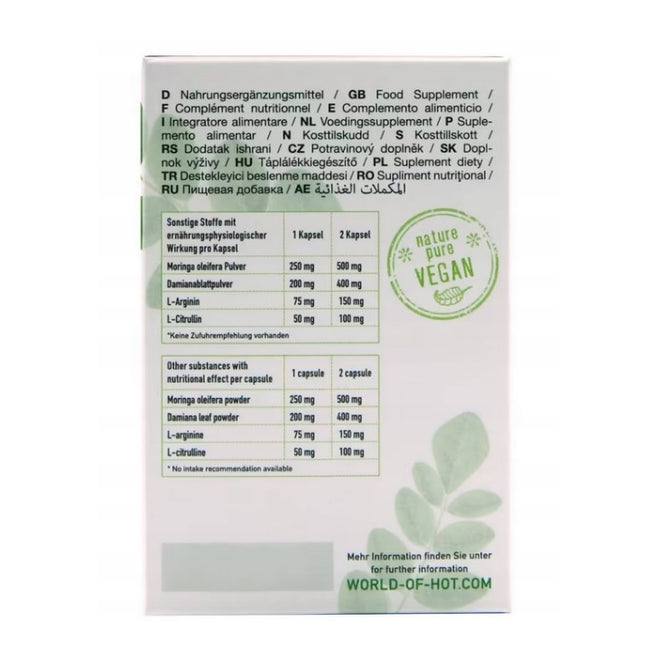 Hot Pure Moringa + Damiana Libido Power suplement diety dla kobiet na libido 60 kapsułek