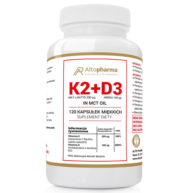 AltoPharma Witamina K2 MK-7 200µg + D3 4000IU suplement diety 120 kapsułek