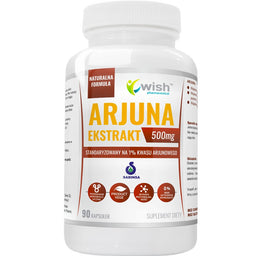 WISH Pharmaceutical Arjuna Ekstrakt 500mg suplement diety 90 kapsułek