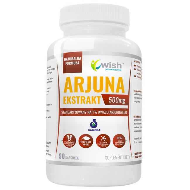 WISH Pharmaceutical Arjuna Ekstrakt 500mg suplement diety 90 kapsułek
