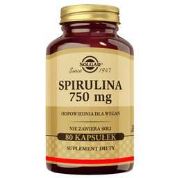 Solgar Spirulina 750mg suplement diety 80 kapsułek