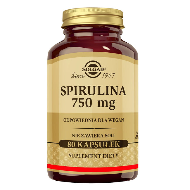 Solgar Spirulina 750mg suplement diety 80 kapsułek