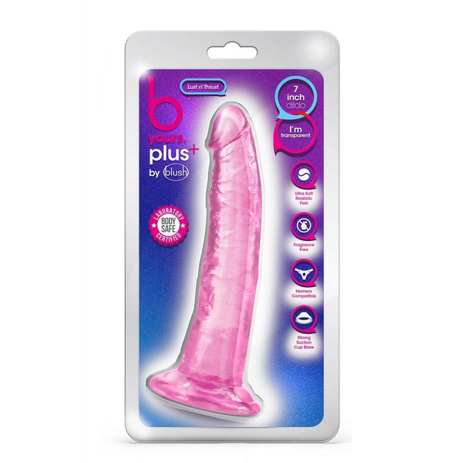 Blush B Yours Plus Lust N' Thrust transparentne dildo z przyssawką Pink