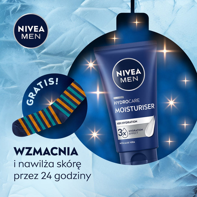 Nivea Men Feel Recharged zestaw nawilżający krem do twarzy 75ml + żel pod prysznic 3w1 250ml + antyperspirant roll-on 50ml