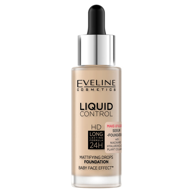 Eveline Cosmetics Liquid Control HD matujący podkład do twarzy z niacynamidem