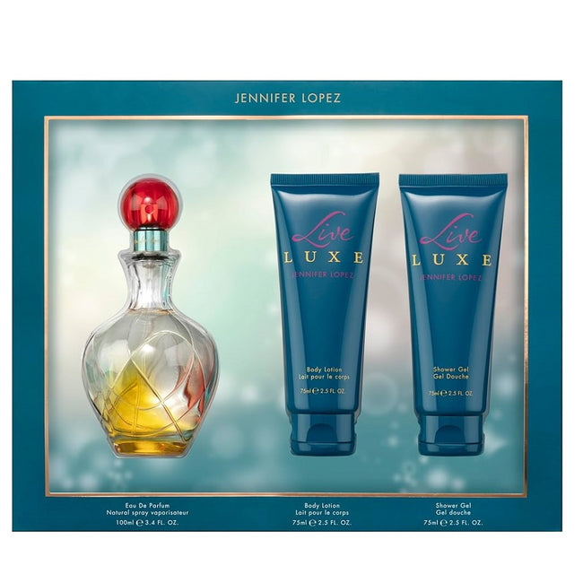 Jennifer Lopez Live Luxe zestaw woda perfumowana spray 100ml + balsam do ciała 75ml + żel pod prysznic 75ml