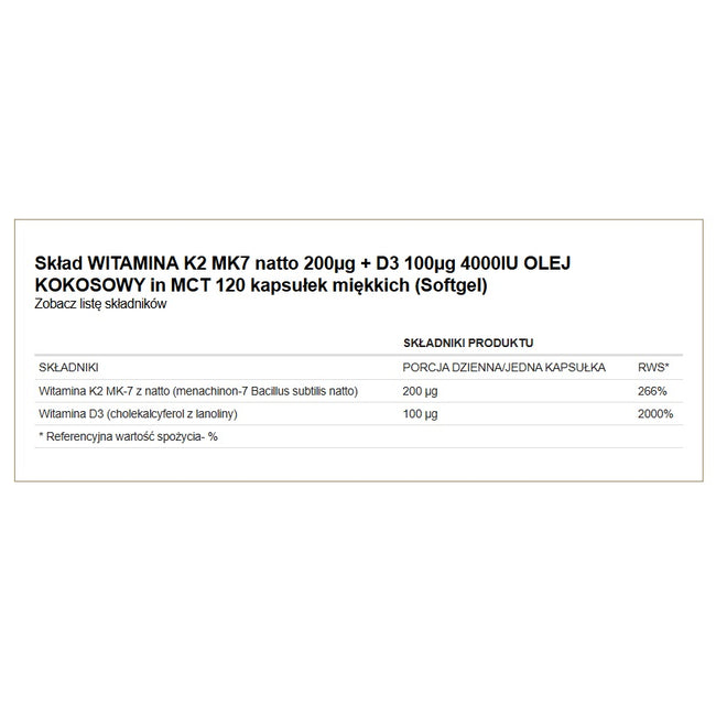 AltoPharma Witamina K2 MK-7 200µg + D3 4000IU suplement diety 120 kapsułek