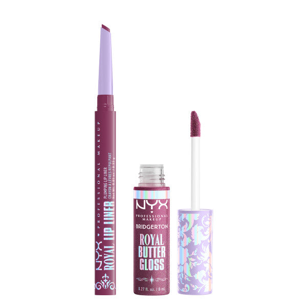 NYX Professional MakeUp Bridgerton Royal Treasures 2-Piece Lip Kit zestaw błyszczyk i konturówka 2szt.