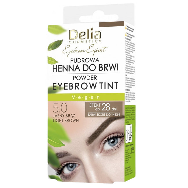 Delia Eyebrow Expert pudrowa henna do brwi 5.0 Jasny Brąz 4g