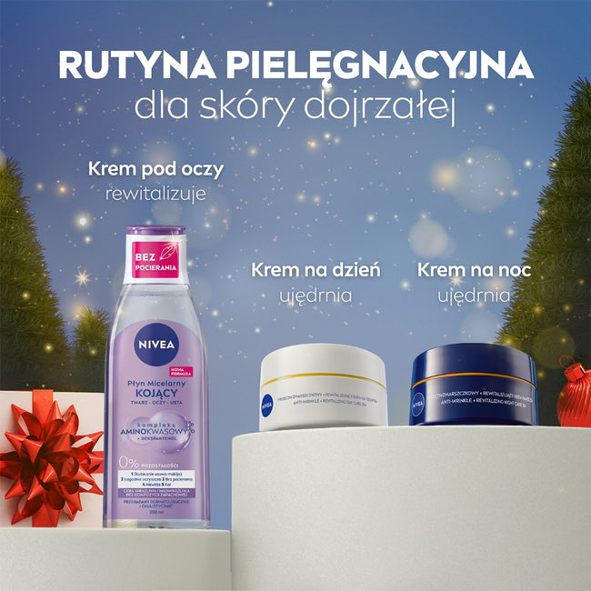 Nivea Beautiful Time zestaw kojący płyn micelarny 200ml + krem na dzień 55+ 50ml + krem na noc 55+ 50ml