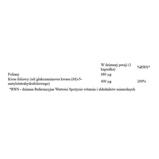Jarrow Methyl Folate metylowany kwas foliowy 400mcg suplement diety 60 kapsułek wegańskich