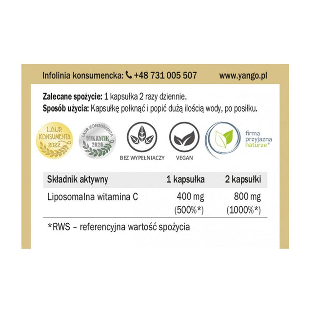 Yango Liposomalna witamina C suplement diety 60 kapsułek