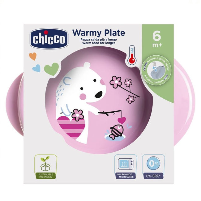 Chicco Talerz podgrzewany 6m+ Różowy