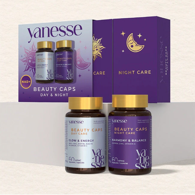 AronPharma Yanesse Beauty Caps Day & Night formuła na dzień i na noc dla włosów skóry i paznokci suplement diety 2x60 kapsułek
