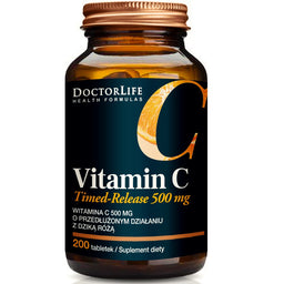 Doctor Life Timed-Release Vitamin C witamina C 500mg z dziką różą suplement diety 200 tabletek