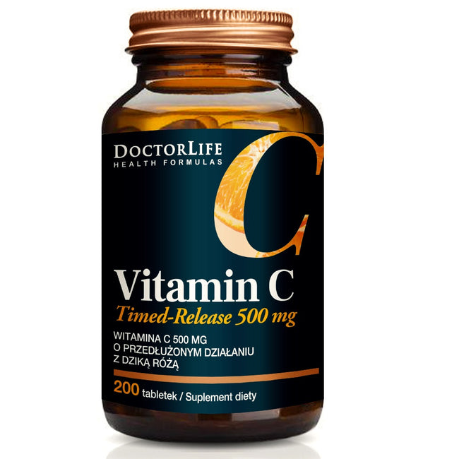 Doctor Life Timed-Release Vitamin C witamina C 500mg z dziką różą suplement diety 200 tabletek