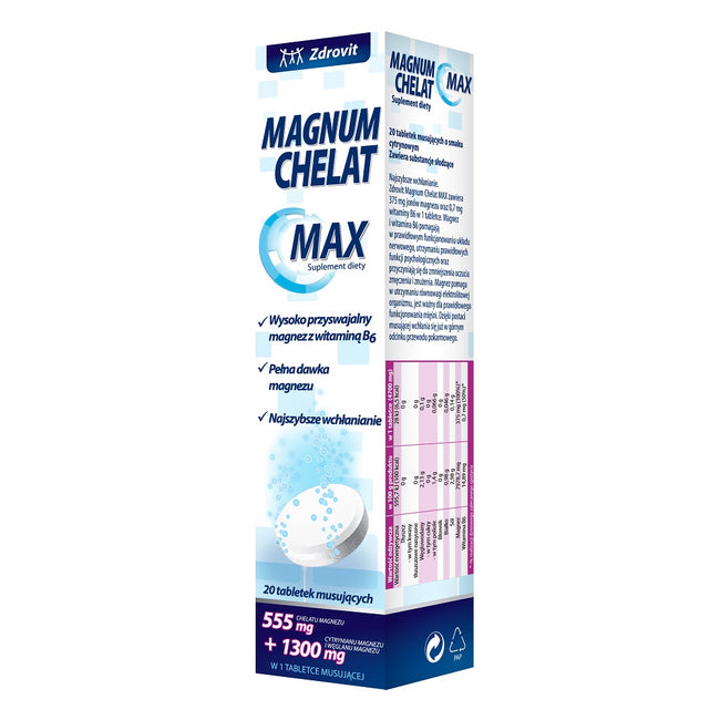 Zdrovit Magnum Chelat Max suplement diety 20 tabletek musujących