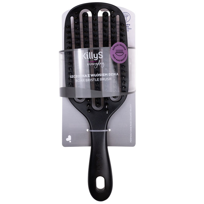 KillyS Szczotka do włosów z włosiem dzika Czarna