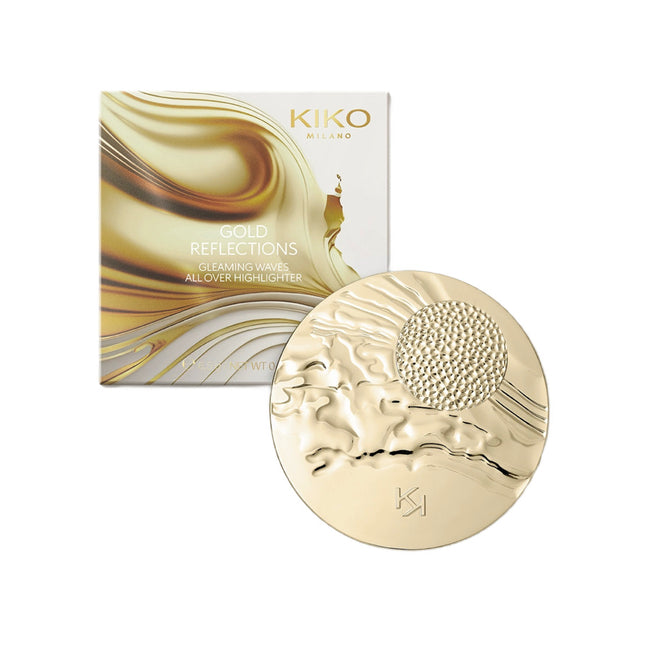 KIKO Milano Gold Reflections Gleaming Waves All Over Highlighter wypiekany puder rozświetlający do twarzy oczu i dekoltu 02 Vibrant Copper 6.5g