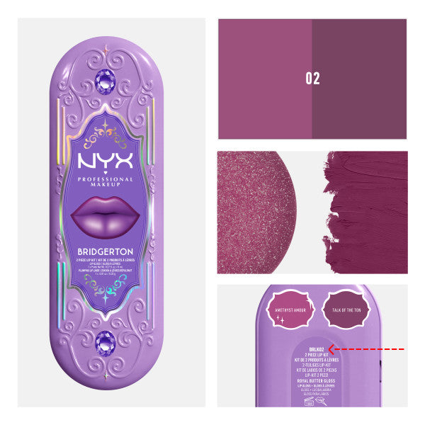 NYX Professional MakeUp Bridgerton Royal Treasures 2-Piece Lip Kit zestaw błyszczyk i konturówka 2szt.