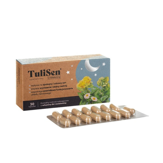TuliSen TuliSen suplement diety z melatoniną wspomagający zdrowy sen 30 kapsułek