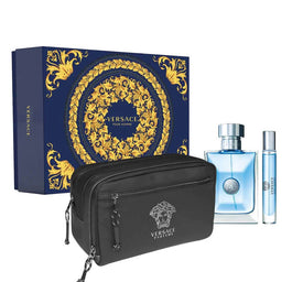 Versace Pour Homme zestaw woda toaletowa spray 100ml + miniatura wody toaletowej spray 10ml + kosmetyczka