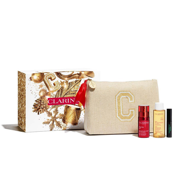 Clarins Total Eye Lift Routine zestaw liftingujący krem pod oczy 15ml + olejek do demakijażu 50ml + tusz do rzęs 3ml