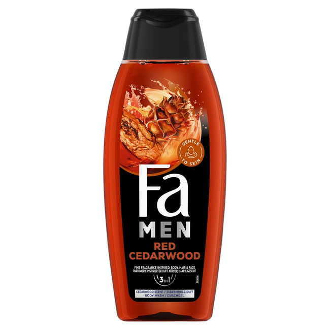 Fa Men Red Cedarwood żel pod prysznic z formułą 2w1 o zapachu nut drzewnych czerwonego cedru 400ml
