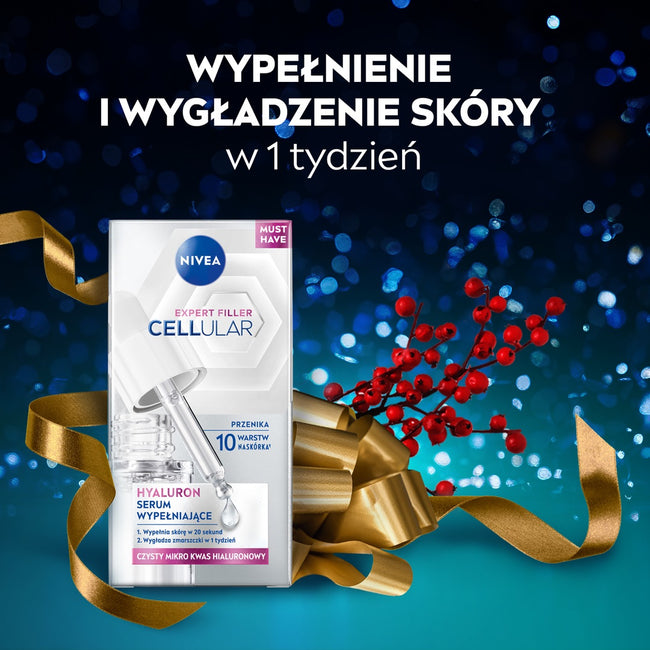 Nivea Hyaluron Heroes zestaw serum wypełniające 15ml + krem anti-age na dzień SPF30 50ml + nawilżający balsam do ust 4.8g