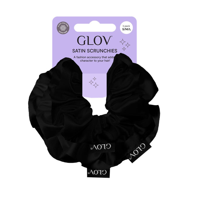 Glov Satin Scrunchies gumki do włosów S/M/L Black 3szt