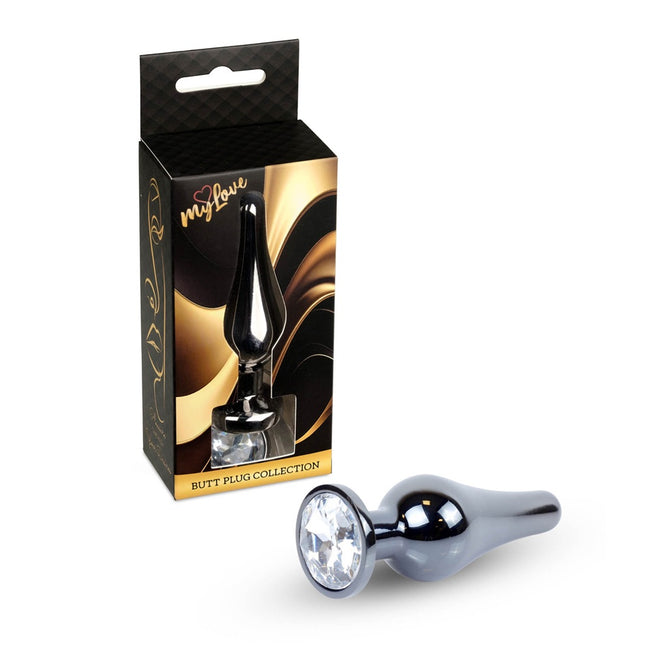 MyLove Butt Plug Collection Jewellery Dark Silver metalowy korek analny Clear