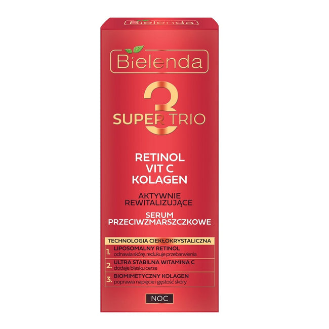 Bielenda Super Trio aktywnie rewitalizujące serum przeciwzmarszczkowe na noc 30ml