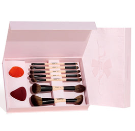 JESSUP Peach Dust Perfection Beauty Kit zestaw dwustronnych pędzli do makijażu 7szt. + gąbeczki do makijażu 2szt. T506