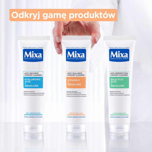 MIXA Comfort Cleanser żel oczyszczający do twarzy przeciw niedoskonałościom Kwas salicylowy + Skwalan 150ml