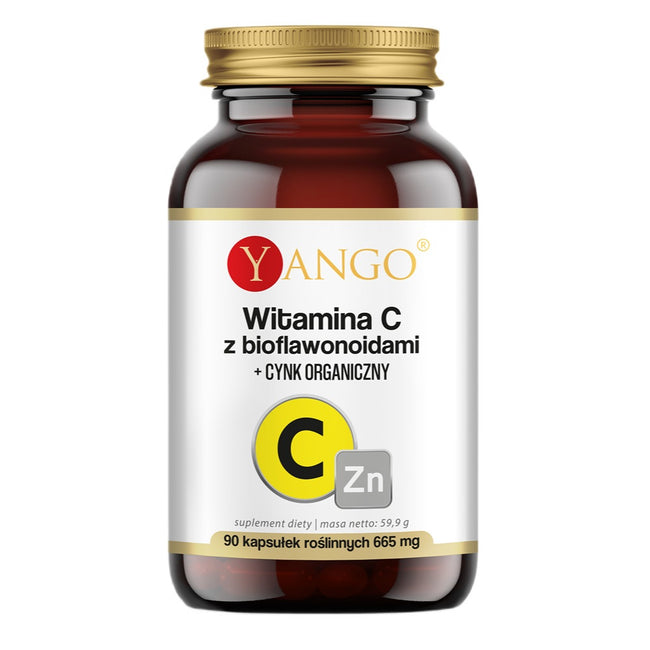 Yango Witamina C z bioflawonoidami + cynk organiczny suplement diety 90 kapsułek