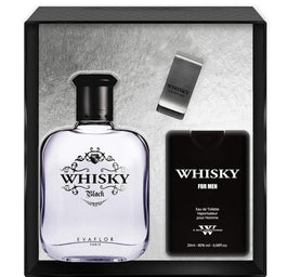 Evaflor Whisky Black zestaw woda toaletowa spray 100ml + woda toaletowa spray 20ml + klips na banknoty