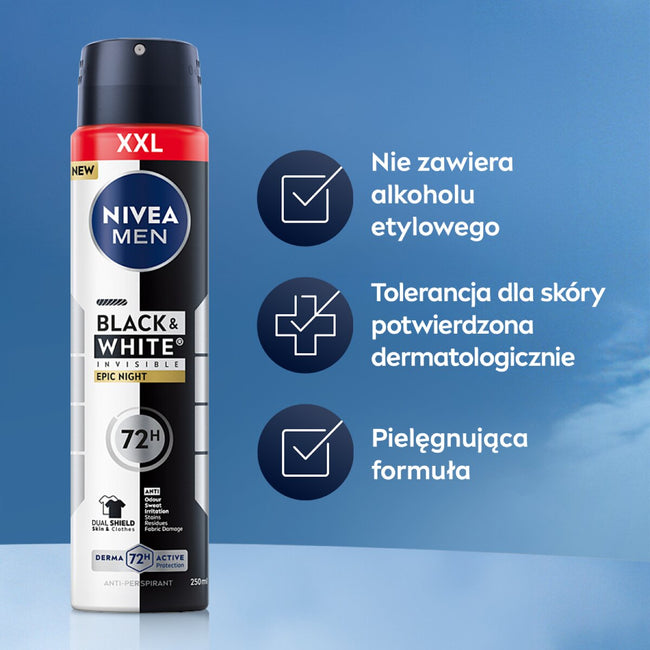 Nivea Men Black & White Invisible Epic Night antyperspirant spray 250ml