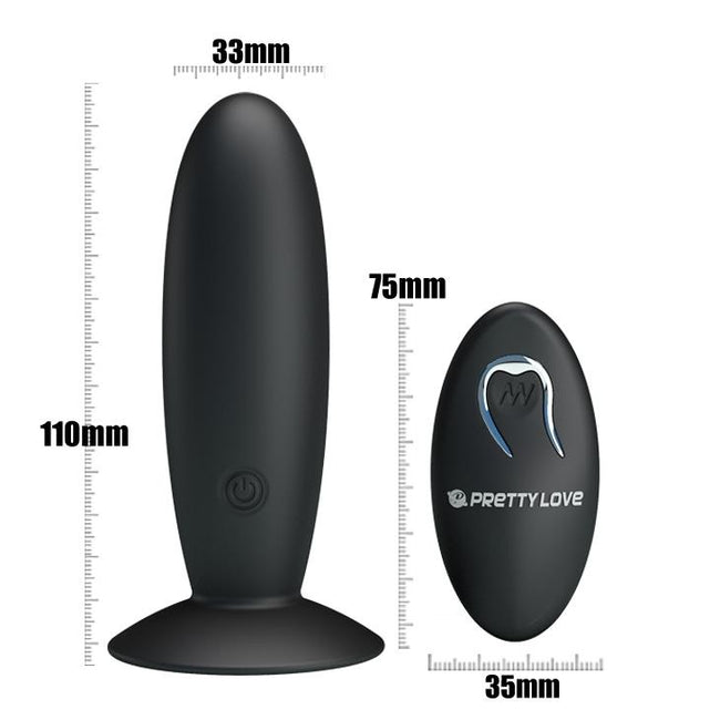 PRETTY LOVE Remote Control Vibrating Plug wibrujący korek analny z przyssawką i pilotem Black
