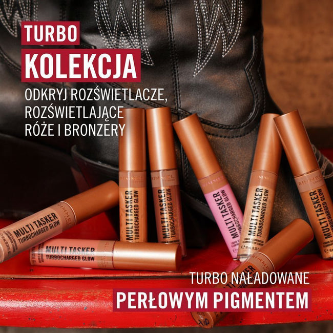 Rimmel Multi Tasker Turbocharged Glow rozświetlający róż w płynie