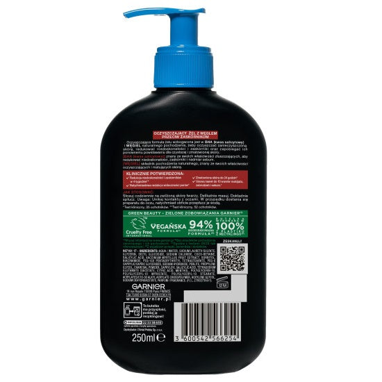 Garnier Pure Active oczyszczający żel przeciw zaskórnikom z kwasem BHA i węglem 250ml