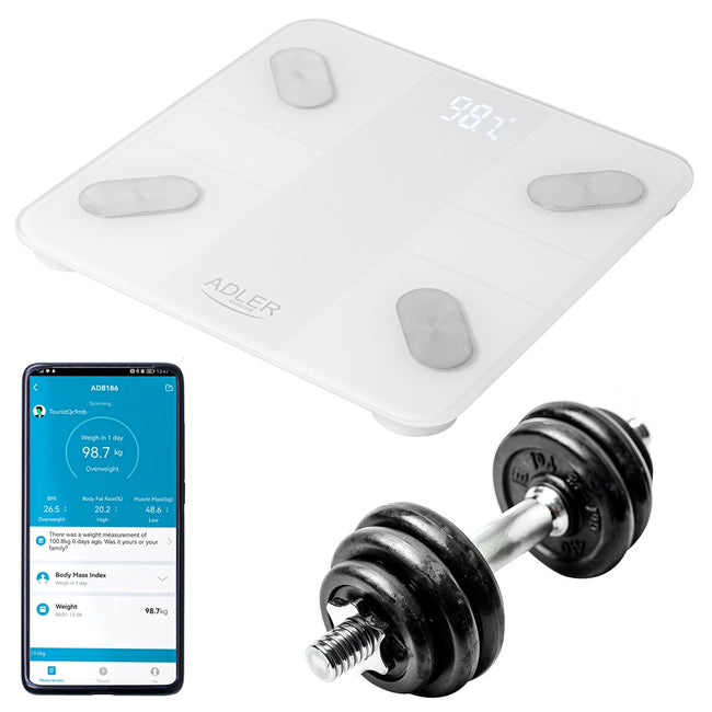 Adler Smart waga łazienkowa analityczna AD 8186 Biała