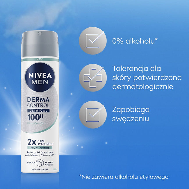 Nivea Men Derma Control Clinical Ultra Comfort antyperspirant spray 150ml