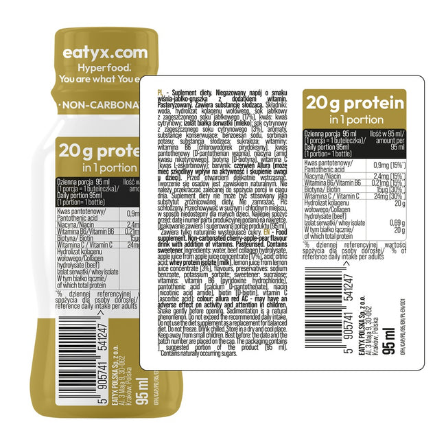 eatyx Hyper Protein Booster szot proteinowy suplement diety Wiśnia Jabłko Gruszka 30x95ml