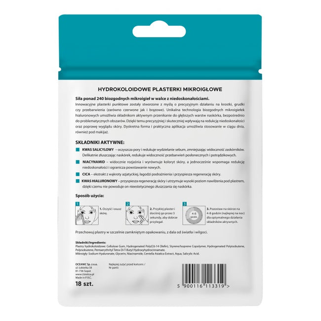 L'biotica Hydrokoloidowe plasterki mikroigłowe na niedoskonałości i przebarwienia 18szt.