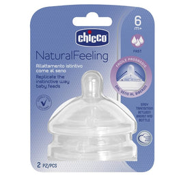 Chicco Natural Feeling smoczek silikonowy na butelkę przepływ szybki 6m+ 2szt.