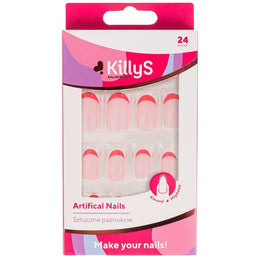 KillyS Artifical Nails sztuczne paznokcie Almond Pink French 24szt