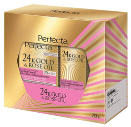 Perfecta 24K Gold & Rose Oil zestaw krem do twarzy 70+ 50ml + krem pod oczy 15ml