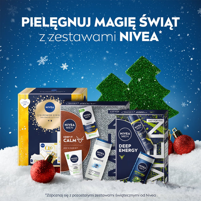 Nivea Men Keep It Active zestaw żel pod prysznic 3w1 250ml + antyperspirant roll-on 50ml + łagodzący krem nawilżający do twarzy 75ml + skarpetki